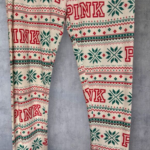 NWT Victoria’s Secret PINK Thermal Fair Isle Christmas Leggings Old Stock S/P - Picture 4 of 9